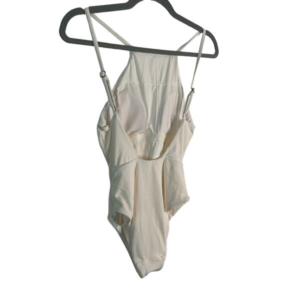 Andie Swim Asbury Ribbed One Piece Swimsuit in Coco Off-White Size XS - Picture 5 of 7